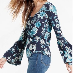 Floral bell sleeve top lucky brand